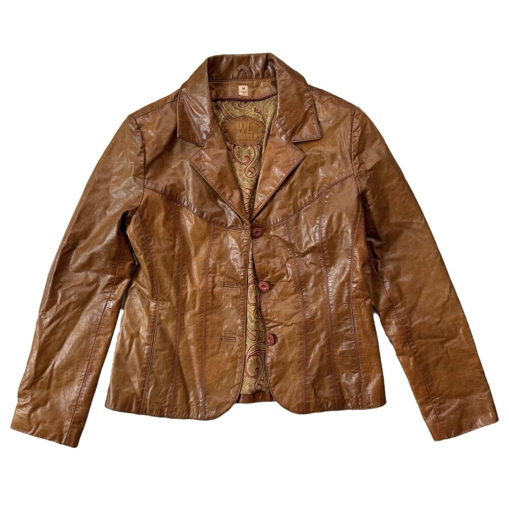 Vintage Wilsons Womens Leather Jacket Size M Western Bohemian Casual